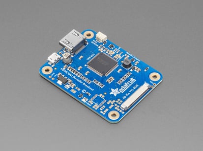 TFP401 HDMI/DVI Decoder to 40-Pin TTL Breakout - Without Touch - Angled shot of blue, rectangular HDMI breakout board.