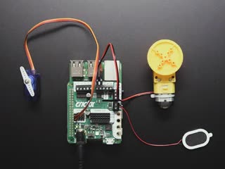 Adafruit CRICKIT HAT for Raspberry Pi connected to Add-ons. 