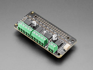Angled Shot of the Adafruit DC & Stepper Motor Bonnet for Raspberry Pi.